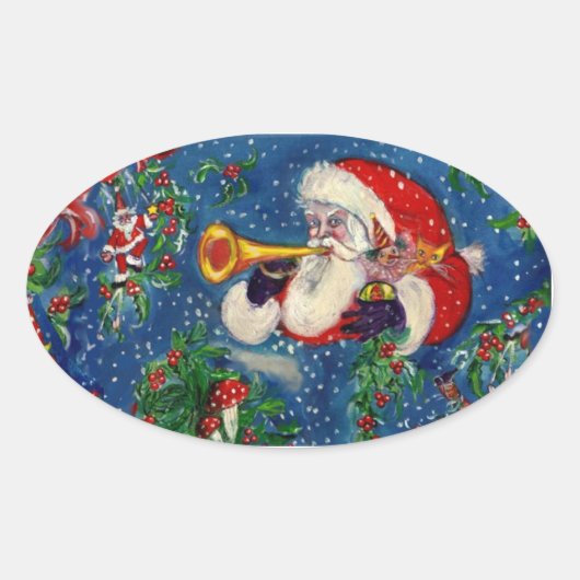 CHRISTMAS NIGHT / SANTA BUGLER OVALE STICKER (Voorkant)