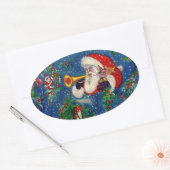 CHRISTMAS NIGHT / SANTA BUGLER OVALE STICKER (Envelop)