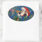 CHRISTMAS NIGHT / SANTA BUGLER OVALE STICKER (Tas)