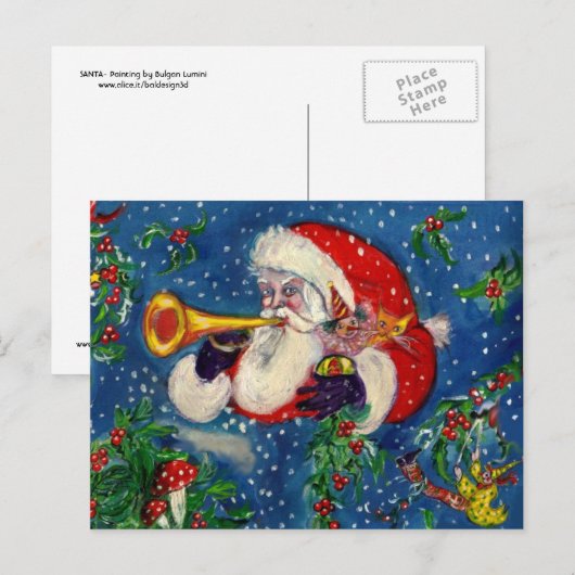 CHRISTMAS NIGHT / SANTA CLAUS FEESTDAGENKAART (Voorkant / Achterkant)