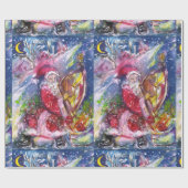 CHRISTMAS NIGHT, SANTA CLAUS PLAYING HARP CADEAUPAPIER (Vlak)