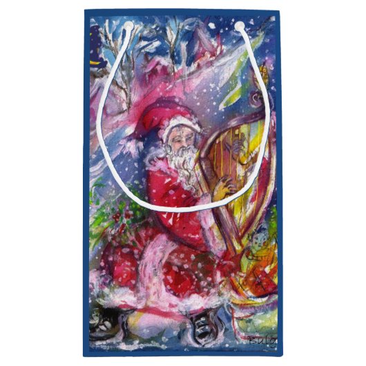 CHRISTMAS NIGHT/SANTA CLAUS PLAYING HARP KLEIN CADEAUZAKJE (Achterkant)