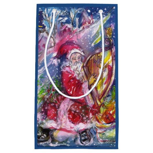 CHRISTMAS NIGHT/SANTA CLAUS PLAYING HARP KLEIN CADEAUZAKJE (Voorkant)