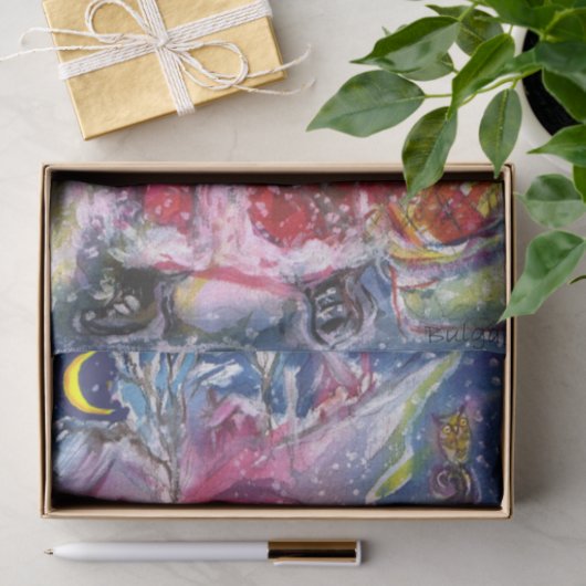 CHRISTMAS NIGHT/SANTA CLAUS PLAYING HARP TISSUEPAPIER (Geschenk)