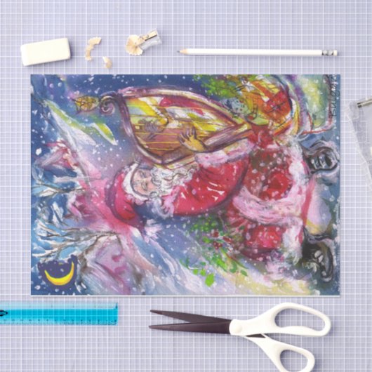CHRISTMAS NIGHT/SANTA CLAUS PLAYING HARP TISSUEPAPIER (Craft)
