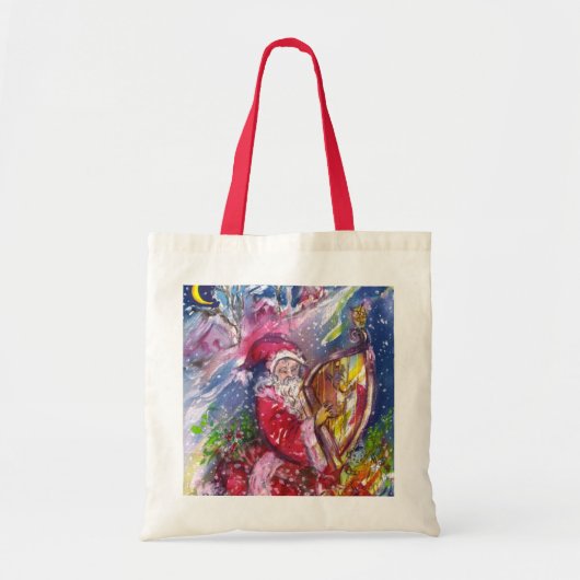 CHRISTMAS NIGHT/SANTA CLAUS PLAYING HARP TOTE BAG (Voorkant)