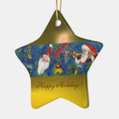 CHRISTMAS NIGHT SANTA CLAUS Yellow Star Keramisch Ornament (Links)