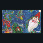 CHRISTMAS NIGHT / SANTA RECHTHOEKIGE STICKER<br><div class="desc">Kleurrijk,  fris en artistiek acrylschilderij voor Kerstmis.</div>