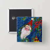 CHRISTMAS NIGHT / SANTA VIERKANTE BUTTON 5,1 CM (Voorkant /achterkant)