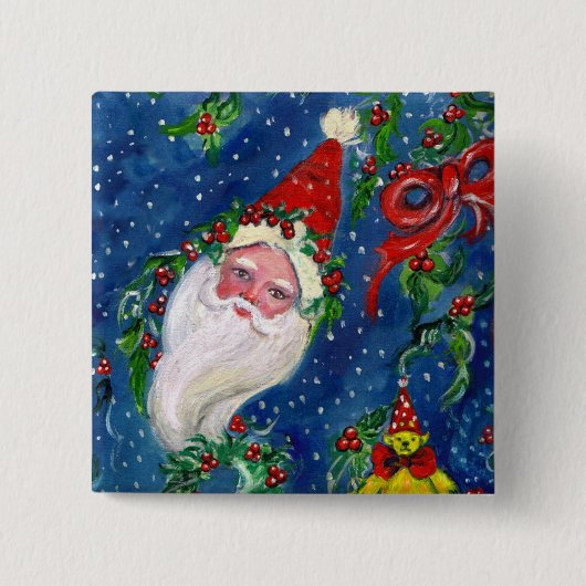 CHRISTMAS NIGHT / SANTA VIERKANTE BUTTON 5,1 CM (Voorkant)