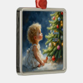 Christmas Night Tree Scene  Metalen Ornament (Rechts)