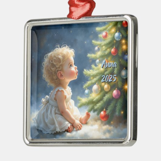 Christmas Night Tree Scene Metalen Ornament (Links)