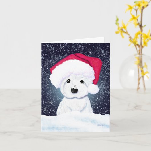 Christmas Night Westie Card Kaart (Gele Bloem)