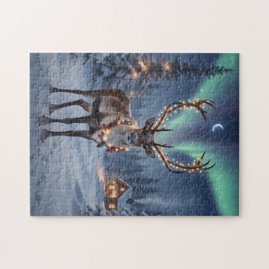 Christmas night with Santa's reindeer Legpuzzel (Horizontaal)