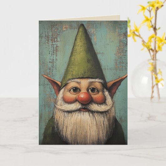 Christmas Nisse - Traditionele Scandinavische vaka Kaart (Gele Bloem)