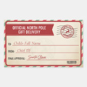 Christmas North Pole Delivery Custom Name Parcel Rechthoekige Sticker (Voorkant)