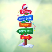 Christmas North Pole Sign Board Window Cling Raamsticker (Vel 3)