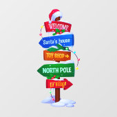 Christmas North Pole Sign Board Window Cling Raamsticker (Vel)