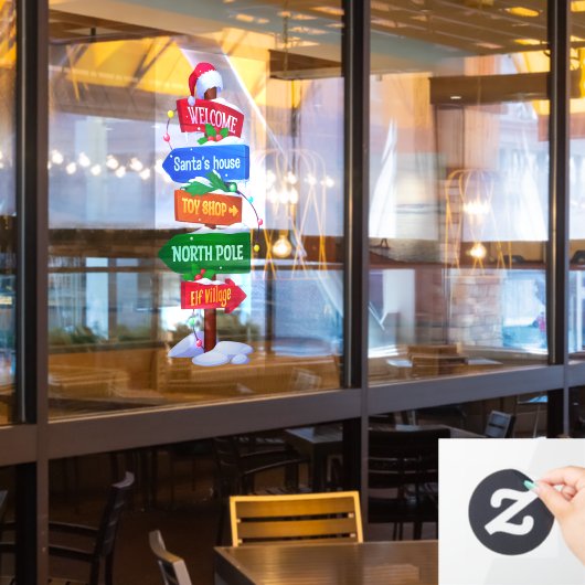 Christmas North Pole Sign Board Window Cling Raamsticker (Restaurant Raam)