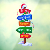 Christmas North Pole Sign Board Window Cling Raamsticker (Vel 3)