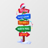 Christmas North Pole Sign Board Window Cling Raamsticker (Vel)
