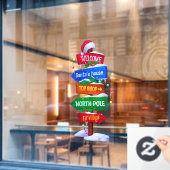 Christmas North Pole Sign Board Window Cling Raamsticker (Cafe Raam)