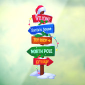 Christmas North Pole Sign Board Window Cling Raamsticker (Vel 3)