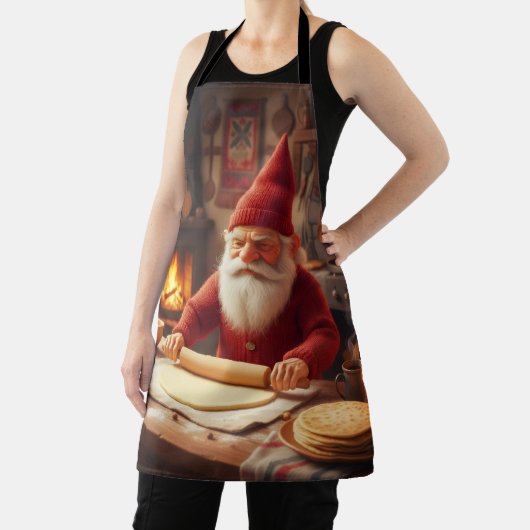 Christmas Norwegian Nisse Making Lefse, Apron Schort (Insitu)