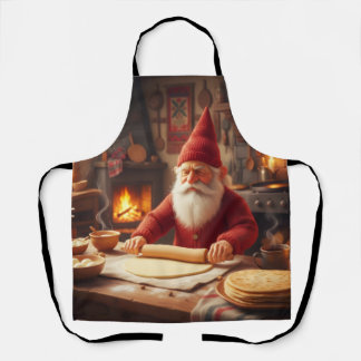Christmas Norwegian Nisse Making Lefse, Apron Schort