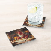 Christmas Norwegian Nisse Making Lefse, Coaster Glazen Onderzetter (Schuin)