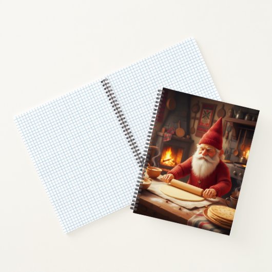 Christmas Norwegian Nisse Making Lefse, Notebook Notitieboek (Binnen)