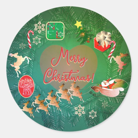 Christmas Nostalgia  Ronde Sticker (Voorkant)