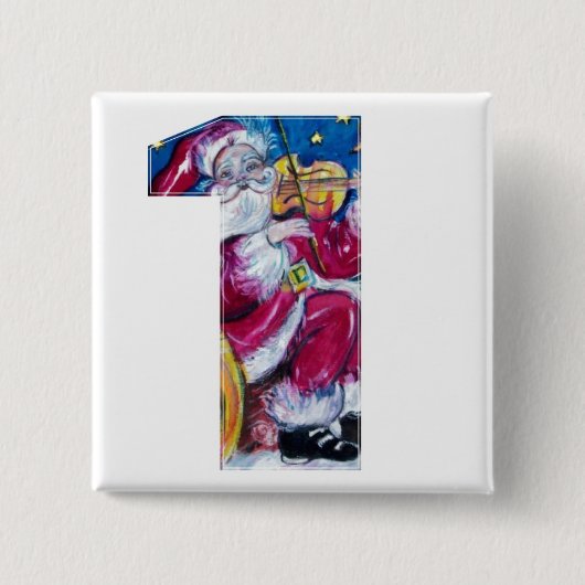 CHRISTMAS NUMMER 1 / GEÏNSPIREERDE SANTA VIERKANTE BUTTON 5,1 CM (Voorkant)