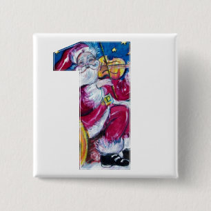 CHRISTMAS NUMMER 1 / GEÏNSPIREERDE SANTA VIERKANTE BUTTON 5,1 CM