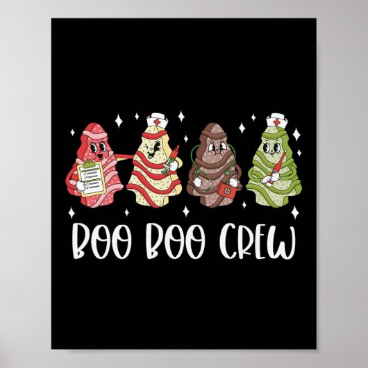 Christmas Nurse Boo Boo Crew Tree Cake Xmas Nursin Poster (Voorkant)