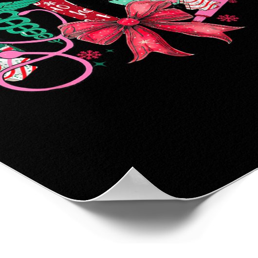 Christmas Nurse Coquette Bow Stethoscope Er Rn Icu Poster (Hoek)