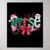 Christmas Nurse Coquette Bow Stethoscope Er Rn Icu Poster (Voorkant)