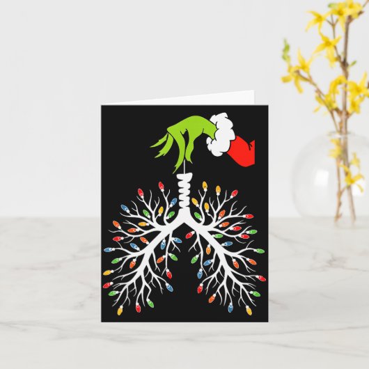 Christmas Nurse Lung Xmas Lights Funny Pulmonologi Kaart (Gele Bloem)