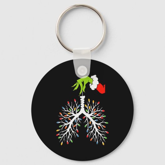 Christmas Nurse Lung Xmas Lights Funny Pulmonologi Sleutelhanger (Voorkant)