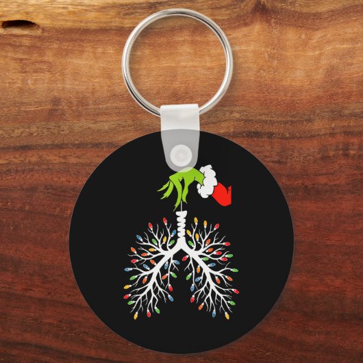 Christmas Nurse Lung Xmas Lights Funny Pulmonologi Sleutelhanger (Voorkant)