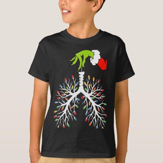Christmas Nurse Lung Xmas Lights Funny Pulmonologi T-shirt (Voorkant)