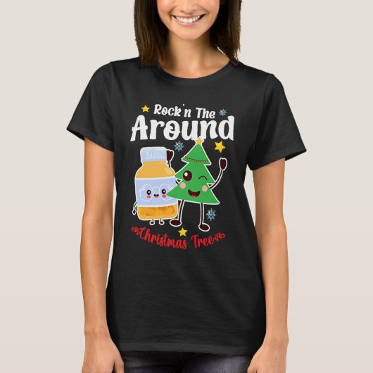 Christmas Nurse Roc'n Around The Christmas Tree NI T-shirt (Voorkant)