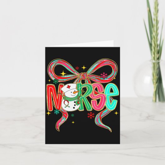 Christmas Nurse Snowman Xmas Pajamas Rn Icu Nicu E Kaart (Voorkant)