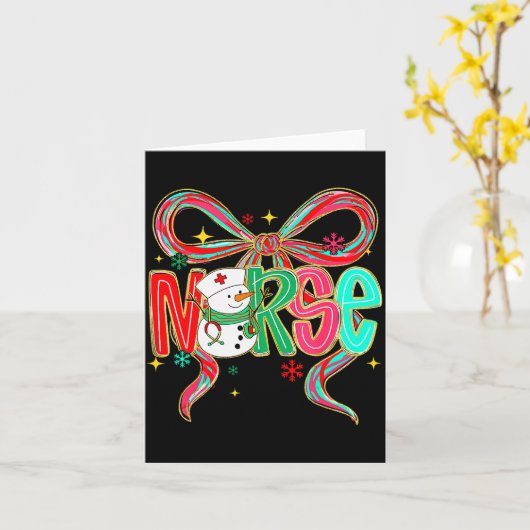 Christmas Nurse Snowman Xmas Pajamas Rn Icu Nicu E Kaart (Gele Bloem)