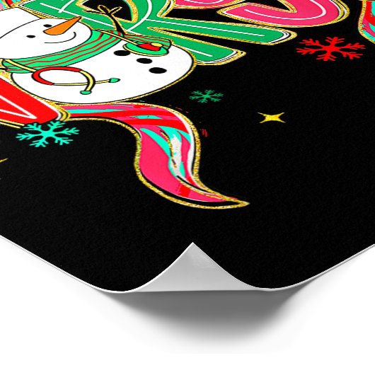 Christmas Nurse Snowman Xmas Pajamas Rn Icu Nicu E Poster (Hoek)