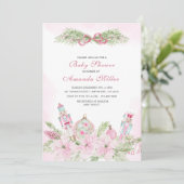 Christmas Nutcracker Ballet Pink watercoInvitation Kaart (Staand voorkant)