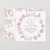 Christmas Nutcracker Ballet Pink watercoInvitation Kaart (Voorkant / Achterkant)