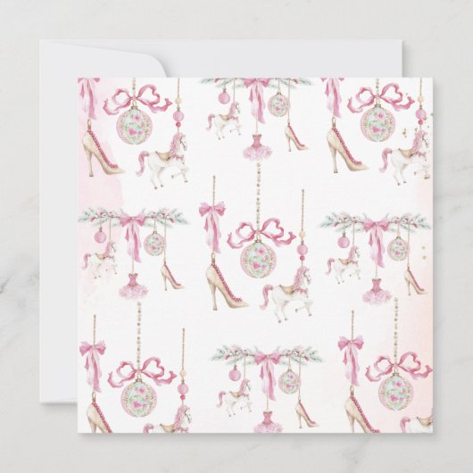 Christmas Nutcracker Ballet Pink watercoInvitation Kaart (Achterkant)