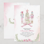 Christmas Nutcracker Ballet Pink watercolor baby s Kaart (Voorkant / Achterkant)