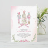 Christmas Nutcracker Ballet Pink watercolor baby s Kaart (Staand voorkant)